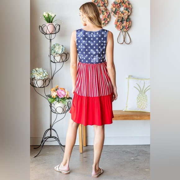 Heimish US Flag Theme Contrast Tank Dress - Picture 2 of 7